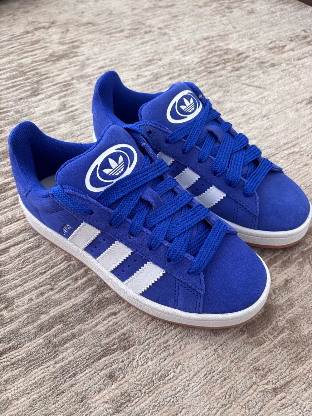 adidas Men’s Blue Suede Sneakers with White Three Stripes
